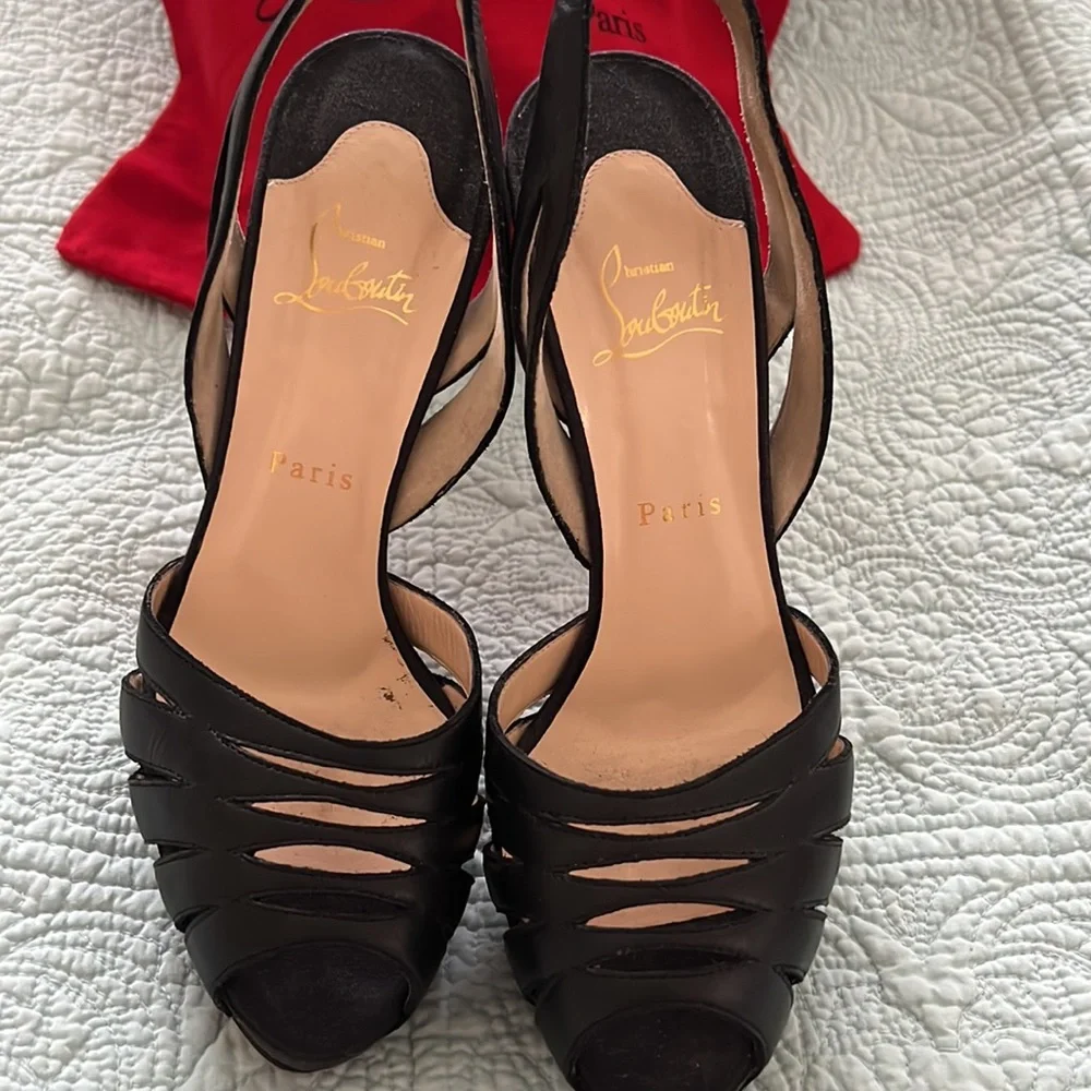 Louboutin black platform open toe stilettos - Picture 3 of 7